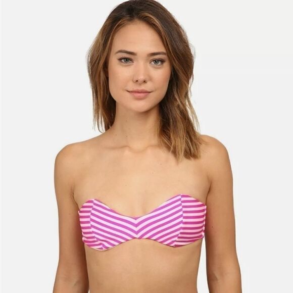 Amuse Society Pink Striped Bikini Mercury Stripe Vivid Magenta swimsuit - Picture 3 of 11
